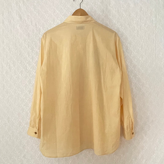 Lilo - Pointed Collar Shirt with Japanese Poem Print - Hazel