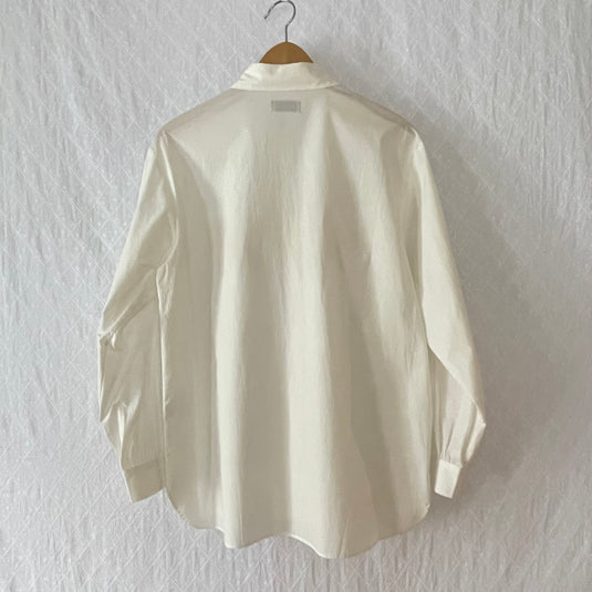 Elyse - Pointed Collar Shirt with Coral Wild Flower Print - White