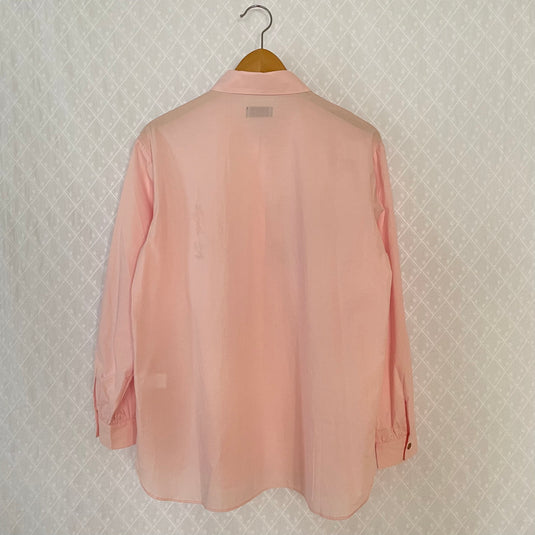 Elyse - Pointed Collar Shirt with Coral Wild Flower Print - Light Rose