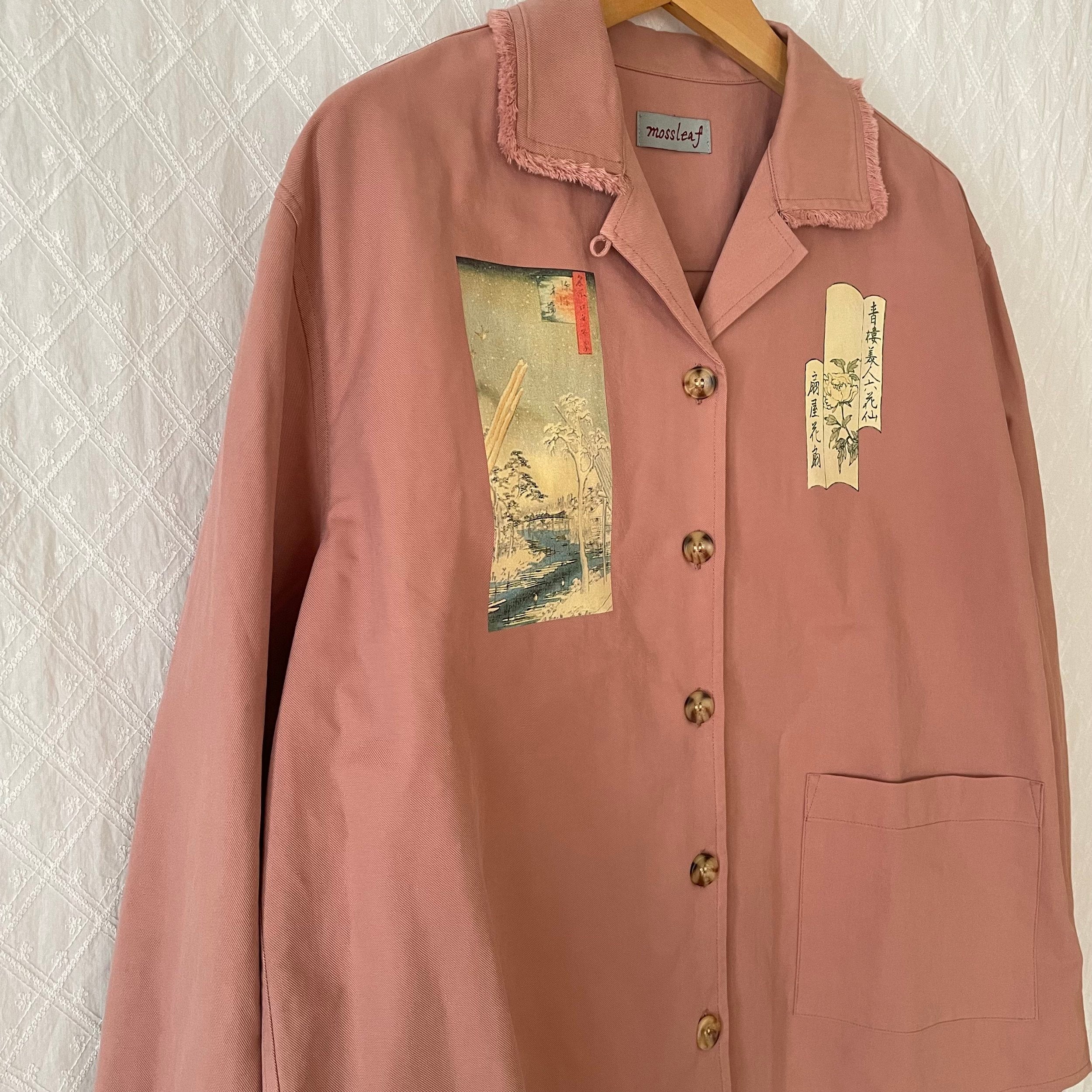 Oaklee - Open Collar Shirt Jacket with Japanese Old Art